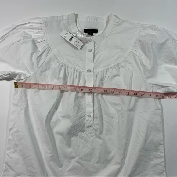 New J Crew Puff Sleeve Cotton Poplin Top Blouse White Small - Picture 6 of 8
